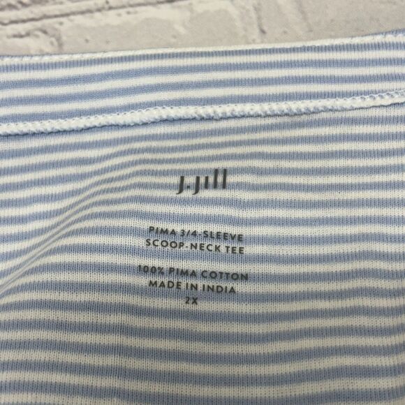 J. Jill 3/4 Sleeve Scoop Neck Tee T-Shirt Top 2X Stripes Pima Cotton C026 -30 - Picture 9 of 15